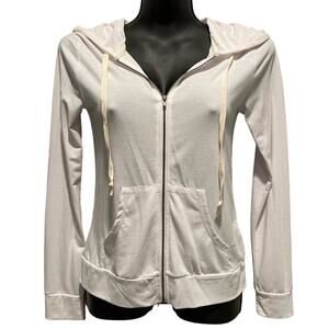 Chin Up White Zippered Hoodie - Size Small